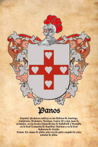 Escudo heráldico del apellido PANOS