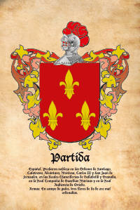 Escudo heráldico del apellido PARTIDA
