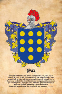 Escudo heráldico del apellido PAZ