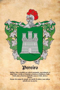 Escudo heráldico del apellido PEREIRO