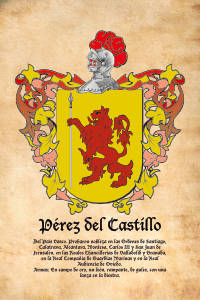 Escudo heráldico del apellido PÉREZ DEL CASTILLO