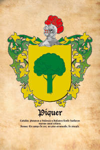 Escudo heráldico del apellido PIQUER