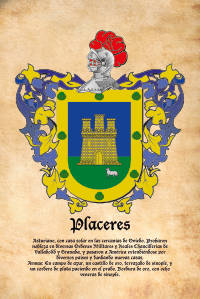 Escudo heráldico del apellido PLACERES