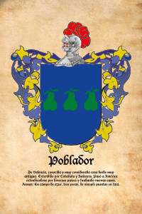 Escudo heráldico del apellido POBLADOR