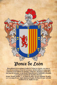 Escudo heráldico del apellido PONCE DE LEON