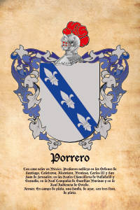 Escudo heráldico del apellido PORRERO