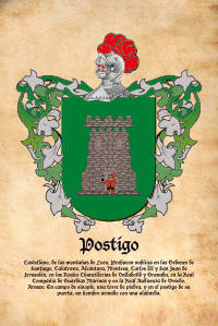 Escudo heráldico del apellido POSTIGO