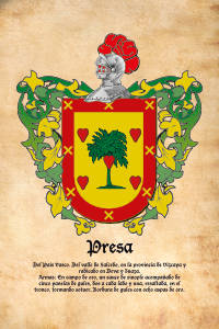 Escudo heráldico del apellido PRESA