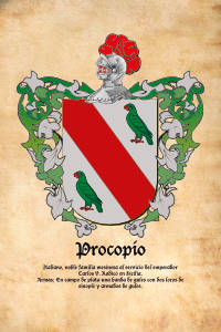 Escudo heráldico del apellido PROCOPIO