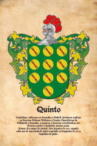 Escudo heráldico del apellido QUINTO