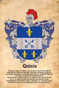 Escudo heráldico del apellido QUIROS