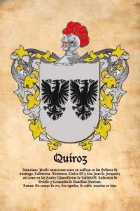 Escudo heráldico del apellido QUIROZ