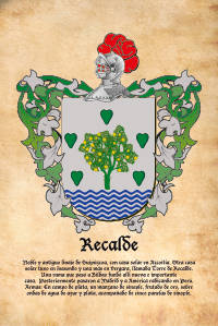 Escudo heráldico del apellido RECALDE