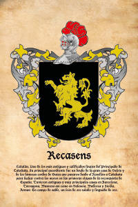 Escudo heráldico del apellido RECASENS