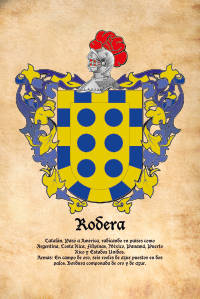 Escudo heráldico del apellido RODERA