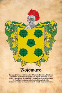 Escudo heráldico del apellido ROJOMARO