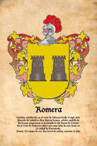 Escudo heráldico del apellido ROMERA