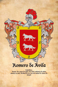 Escudo heráldico del apellido ROMERO DE AVILA