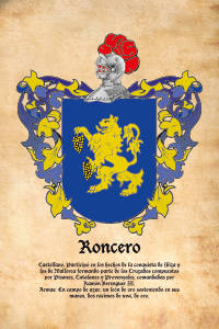Escudo heráldico del apellido RONCERO