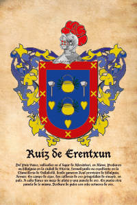 Escudo heráldico del apellido RUIZ DE ERENTXUN