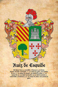 Escudo heráldico del apellido RUIZ DE ESQUIDE