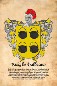 Escudo heráldico del apellido RUIZ DE GALDEANO