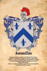 Escudo heráldico del apellido SANMILLAN