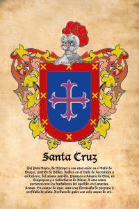 Escudo heráldico del apellido SANTA CRUZ