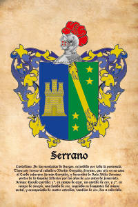 Escudo heráldico del apellido SERRANO