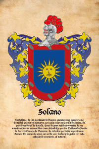 Escudo heráldico del apellido SOLANO