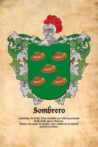 Escudo heráldico del apellido SOMBRERO
