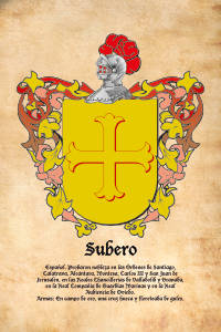 Escudo heráldico del apellido SUBERO