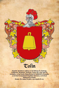 Escudo heráldico del apellido TOLIN