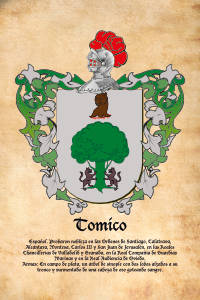 Escudo heráldico del apellido TOMICO