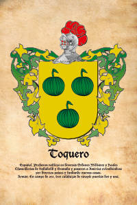 Escudo heráldico del apellido TOQUERO