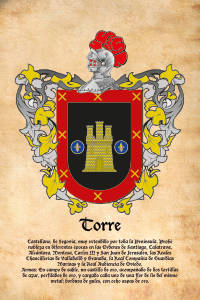 Escudo heráldico del apellido TORRE