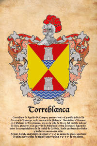 Escudo heráldico del apellido TORREBLANCA