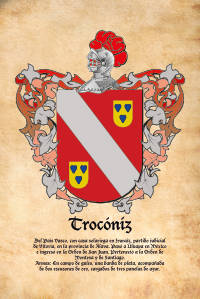 Escudo heráldico del apellido TROCONIZ