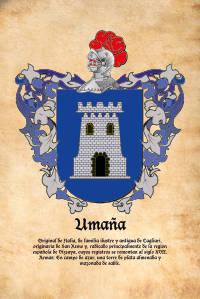 Escudo heráldico del apellido UMAÑA