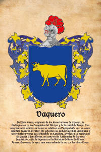 Escudo heráldico del apellido VAQUERO