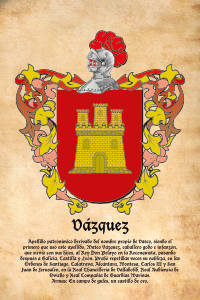 Escudo heráldico del apellido VAZQUEZ
