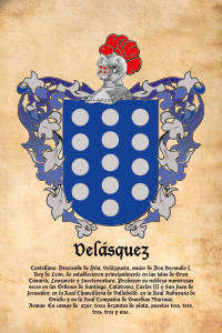 Escudo heráldico del apellido VELASQUEZ