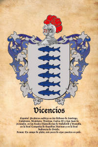 Escudo heráldico del apellido VICENCIOS