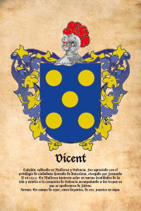 Escudo heráldico del apellido VICENT
