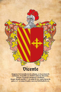 Escudo heráldico del apellido VICENTE