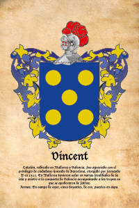 Escudo heráldico del apellido VINCENT