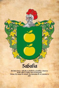 Escudo heráldico del apellido ZABALIA