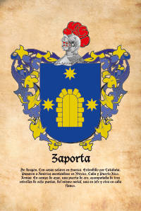 Escudo heráldico del apellido ZAPORTA