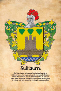 Escudo heráldico del apellido ZUBIAURRE