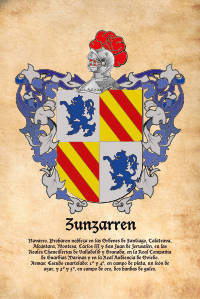 Escudo heráldico del apellido ZUNZARREN